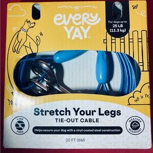 EveryYay Blue Tie-Out Cable for Dogs.  Up to 25 pounds.  New AND Unopened Box